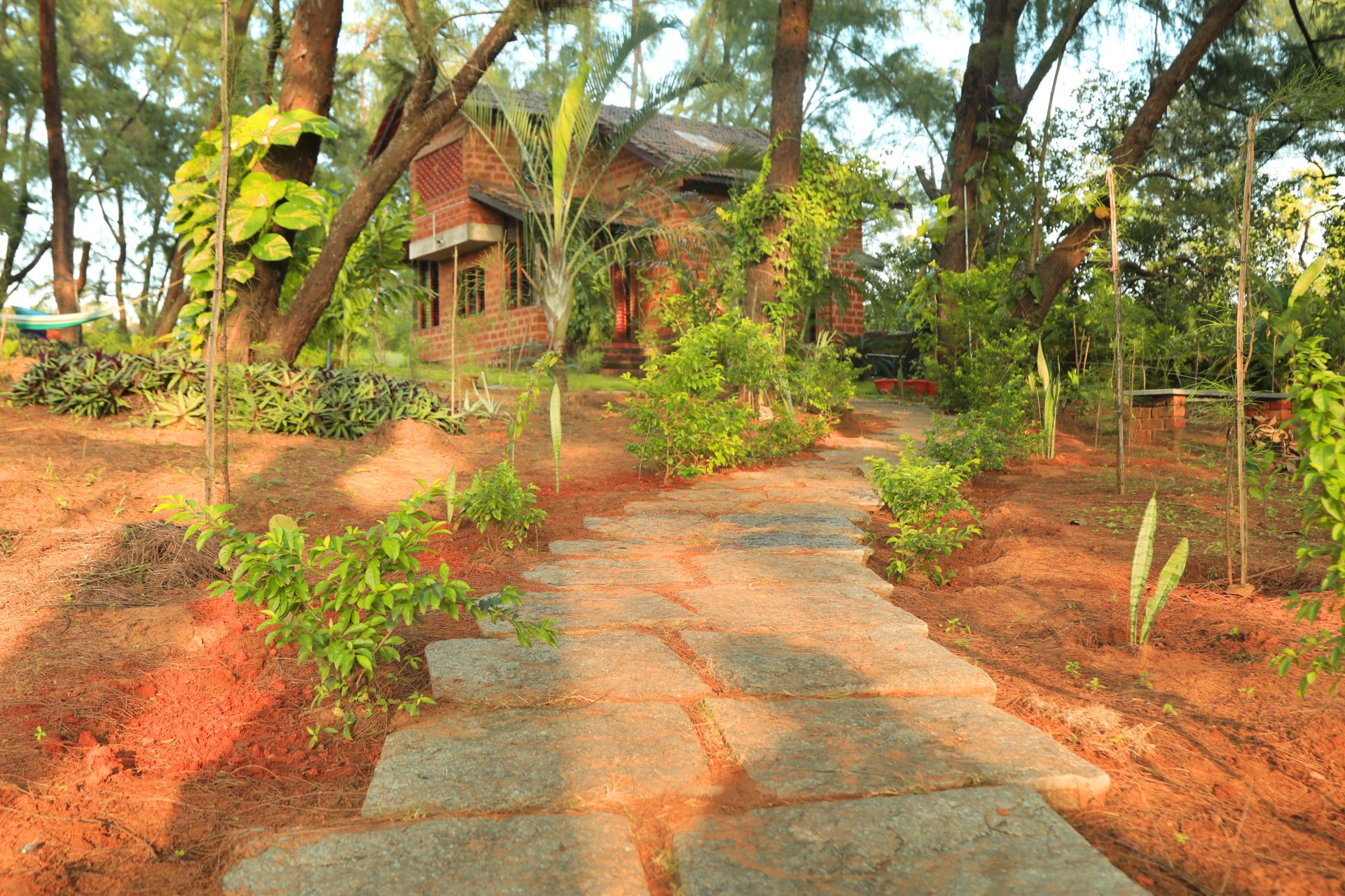 The pathway leading to the villa. Picture taken in October 2021.