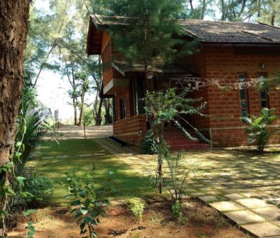 The living quarters of the villa is tucked in between casuarina trees