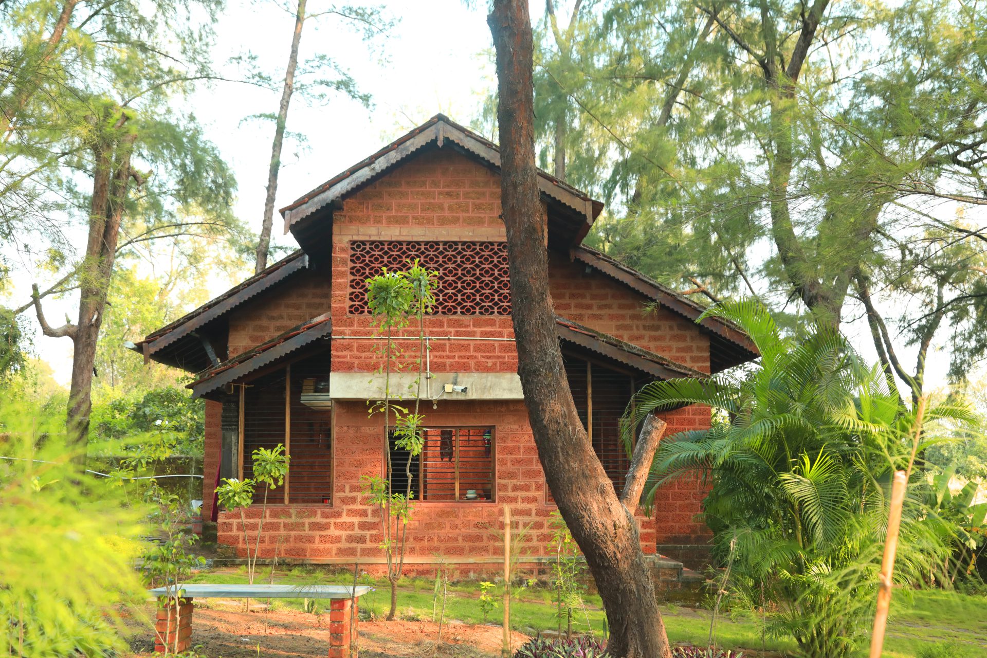 Close-up view from the North. Along with the Kadapa stone bench.